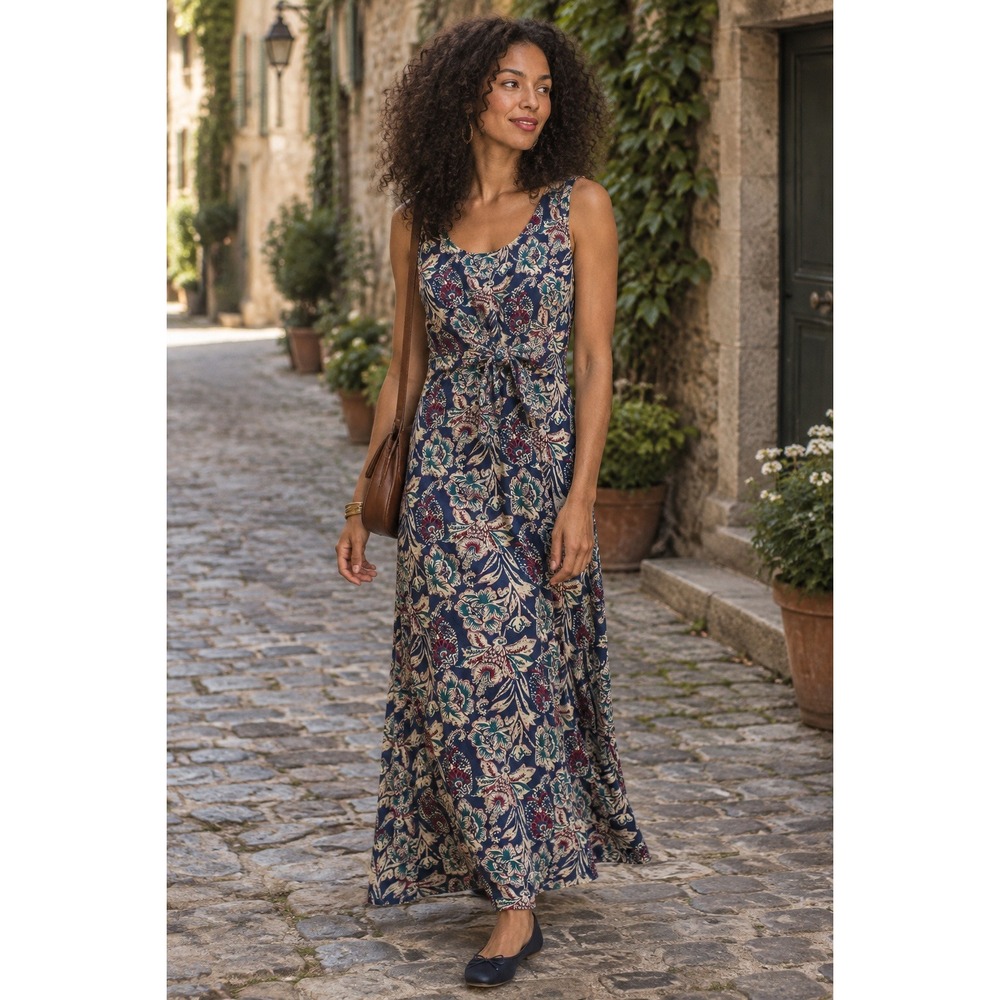 Vintage 90s Silk Maxi Dress Sz L Floral Vtg Victoria Secret